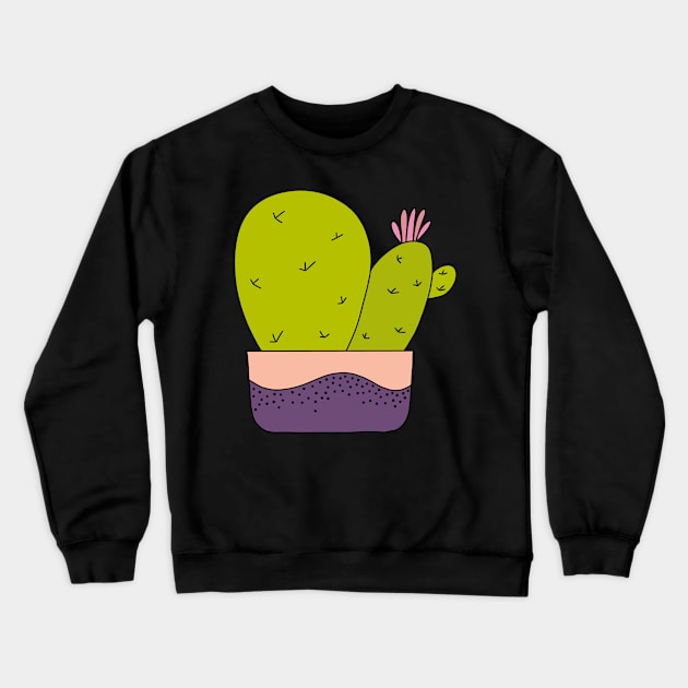 Cute Cactus Design #117: Cacti Bunch With Pink Flower Crewneck Sweatshirt by DreamCactus